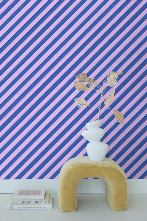 ESTAhome behang strepen lila paars en koningsblauw - 53 cm x 10.05 m - 139957 - vtwonen shop