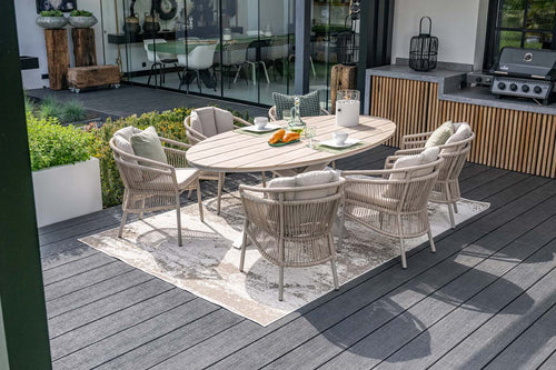 Garden Impressions Prato tuinstoelen set van 4 taupe rope