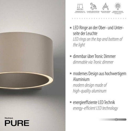 Neuhaus PURE wandlamp Clipse - 2 lichts - 19.7  x 8   cm - champagne