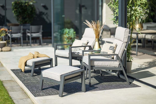 Max verstelbare fauteuil met voetenbank -  carbon black - desert sand