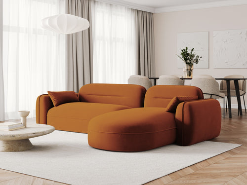 Cosmopolitan Design Modulaire hoekbank rechts Sydney 4-zits, flueel, terracotta - 165x275x70cm