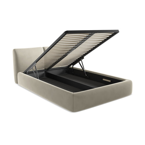 LaMiaSofa Bed met opbergruimte Milano - velours - parel - 160x228x82