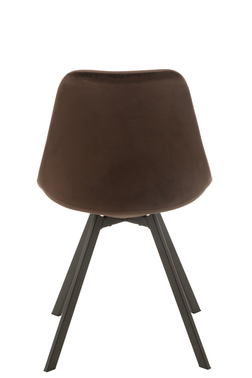 J-Line stoel Helene - metaal/textiel - donkerbruin - 2 stuks