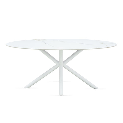 Giga Meubel Eettafel Roxy - Ovaal Wit Keramisch/Metaal - 180x90x75cm - vtwonen shop