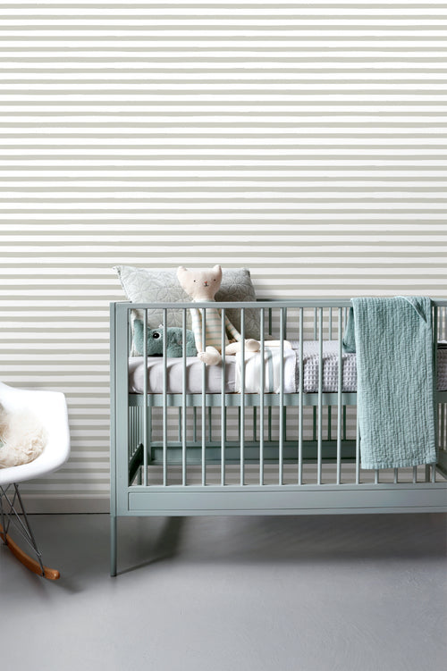 ESTAhome behang geschilderde strepen donker beige en wit - 53 cm x 10.05 m - 138968