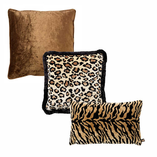 HOII VOORDEELSET ANIMAL BROWN - Set van 3 sierkussens - Tobacco Brown - Evita - Eleonora - Chloe - bruin - vtwonen shop