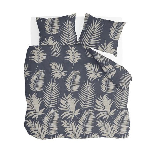 Byrklund - Dekbedovertrek Pretty Palm - 240x220 cm - Grijs / Blauw - vtwonen shop