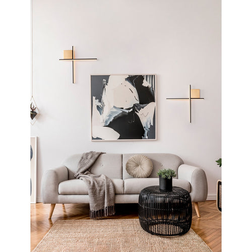 Nova Luce CROSS Geïntegreerde LED-wandlamp in zandzwart met geborsteld goudkleurige Triac-dimfunctie, 15W, 880lm, 3000K