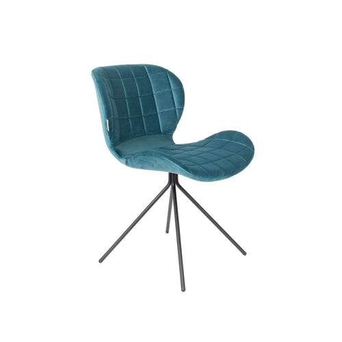 Zuiver OMG Velvet Eetkamerstoelen Blauw - Set van 2 - vtwonen shop