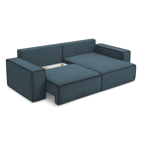 LaMiaSofa hoekbank rechts Livorno - textuurstof - jeans - 257x148x82