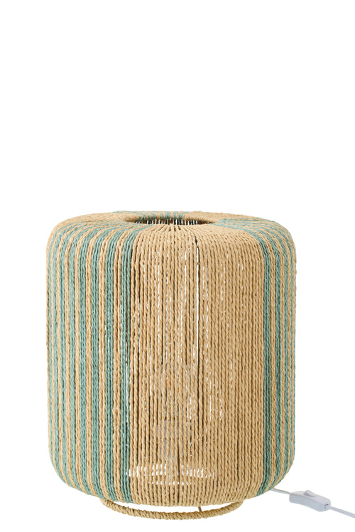 J-Line lamp Touw Cilinder - metaal - turkoois/naturel - small