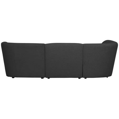 WOOOD 3-zits ronding links Coco- Bouclé - Donkergrijs - 70x230x138