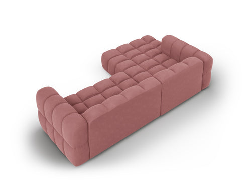 Cosmopolitan Design Modulaire hoekbank links Sky 4-zits, flueel, zalm - 162x272x70cm