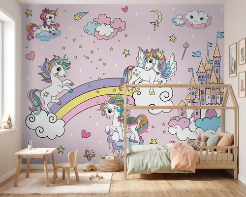Sanders & Sanders fotobehang unicorns roze - 375 x 270 cm - 601468