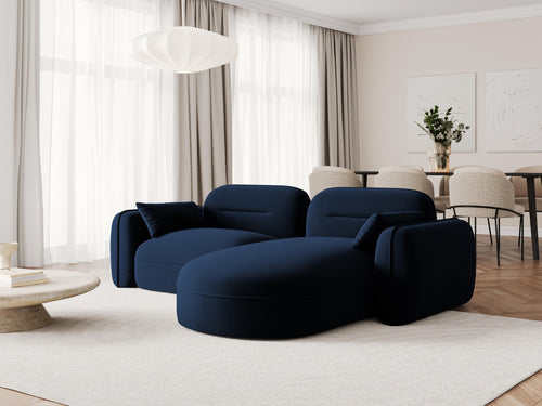 Cosmopolitan Design Modulaire hoekbank rechts Sydney 3-zits, flueel, koningsblauw - 165x230x70cm