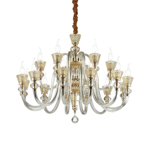 Ideal Lux Strauss - 18-lichts kroonluchter met roségouden afwerking, E14