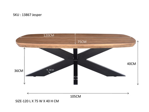 Livingfurn salontafel Jesper - 120cm - mangohout - bruin