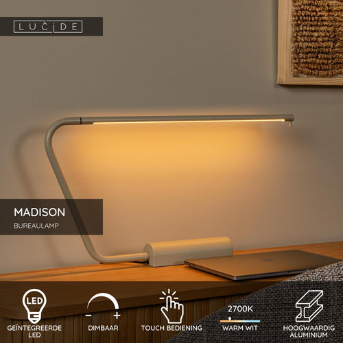 Lucide bureaulamp MADISON - Geïntegreerde LED - Taupe