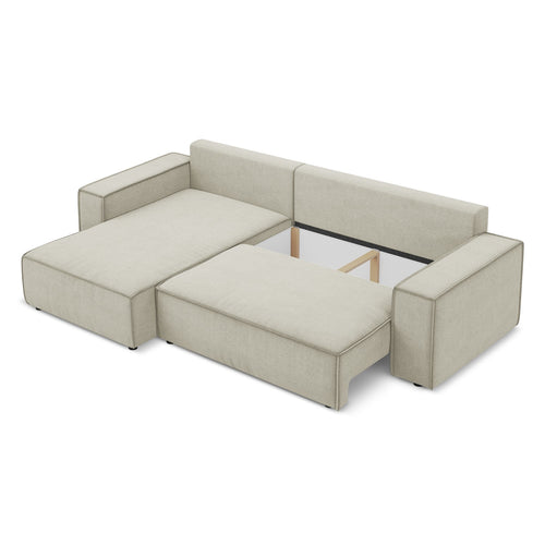LaMiaSofa hoekbank links Livorno - textuurstof - lichtbeige - 290x185x82