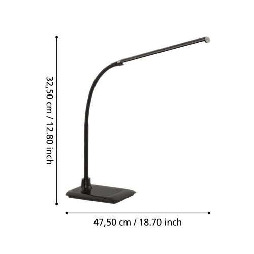 EGLO tafellamp Laroa - leeslamp - inclusief led - hoogte 48 cm - zwart - kantelbaar/draaibaar - touch dimbaar - vtwonen shop