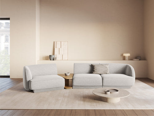 Micadoni linker modulaire bank Miley 3-zits, structurele stof geld - 126x303x70cm
