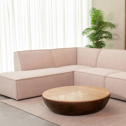 LABEL51 Salontafel Bowl - Travertin Hout - 90x90x25cm - vtwonen shop