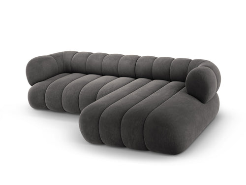 Cosmopolitan Design rechter hoekbank Koge 5-zits, flueel grijs - 165x270x70cm