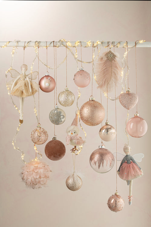 J-Line kerstbal Ornament Parels - glas - mat wit/zilver - small - doos van 12
