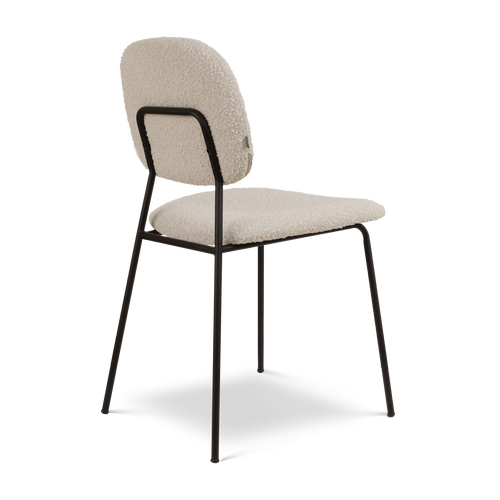 Nolon Jasmijn Eetkamerstoel Bouclé Beige - Zwart - vtwonen shop