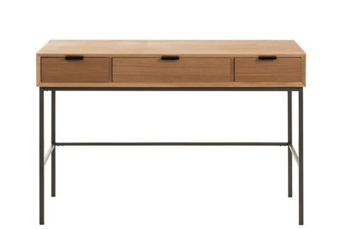 J-Line console 3 Laden - hout/metaal - naturel