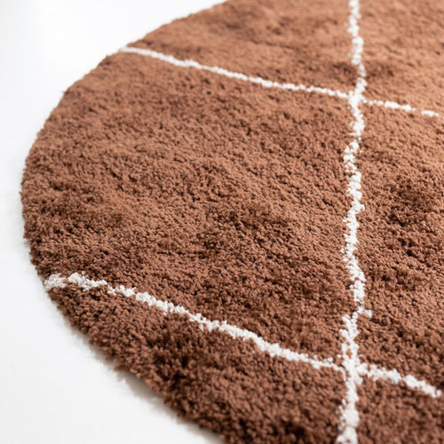 Interieur05 Berber vloerkleed rond hoogpolig Roest/Cream - scandinavisch - nea - 120 x 120 cm - vtwonen shop