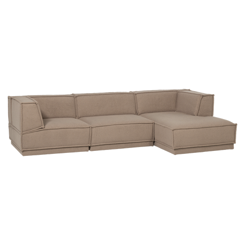 WOOOD chaise longue bank rechts Manu - Teddy - Taupe - 73x286x160