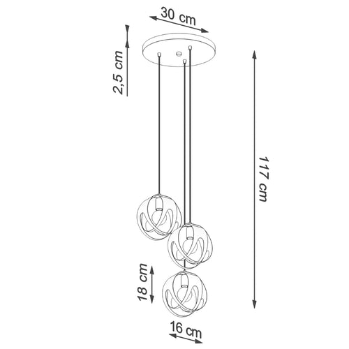 Sollux Lighting Hanglamp TULOS 3P wit - 30x30x117cm