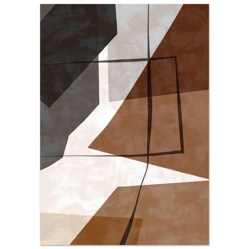Artfulprints Poster met Lijst Boho – Earth geometry   - A4 21x29.7 cm - Bruin