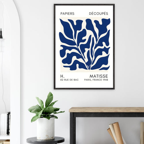 Artfulprints Poster Matisse – Seabed shapes navy blue II   - A4 21x29.7 cm - Blauw