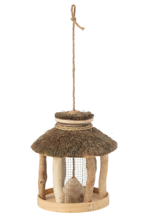 J-Line vogelhuisje Hang + Feed - hout - naturel