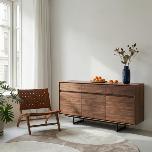 Furnhouse 3-deurs dressoir Tokyo - Amerikaanse walnoot - MDF, Amerikaans walnootfineer - 45x155x82