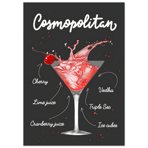 Artfulprints  Cosmopolitan cocktail I – Illustratie   poster A4 21x29.7 cm - vtwonen shop