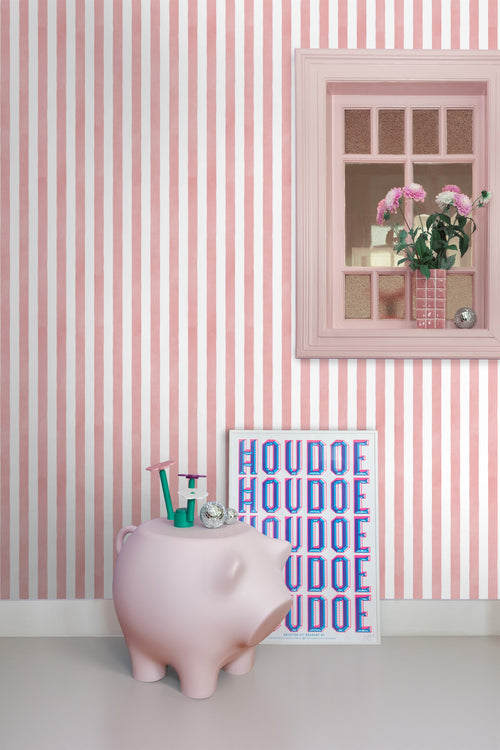 ESTAhome behang strepen roze en wit - 50 x 900 cm - 131306 - vtwonen shop