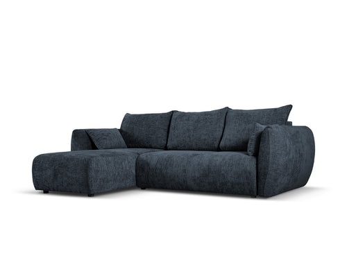 Cosmopolitan Design Uitklapbare hoekbank links met opbergdoos Matera 4-zits, chenille, koningsblauw - 173x253x86cm