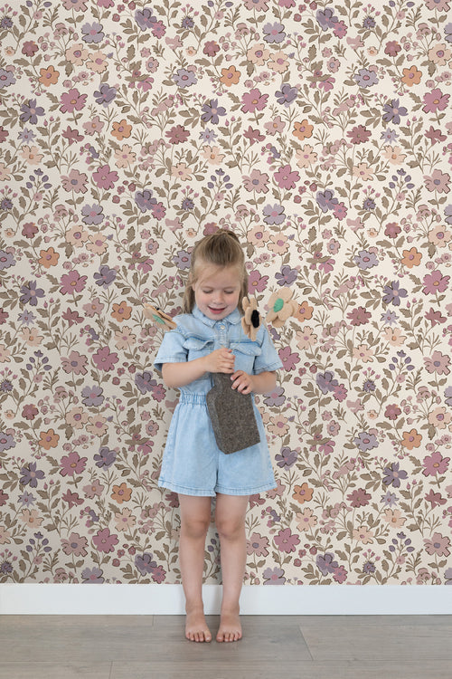 ESTAhome behang bloemetjes paars, roze en wit - 53 cm x 10.05 m - 131323 - vtwonen shop