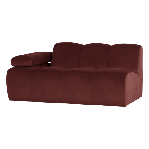 WOOOD 1,5-zits bank arm links Mojo - Velvet - Kastanjebruin - 74x164x97