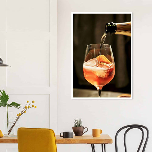 Artfulprints Poster met Lijst Aperol Spritz - Lifestyle   - A4 21x29.7 cm - Oranje