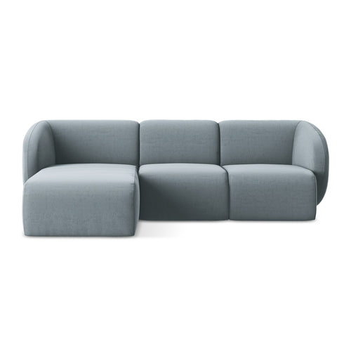 LaMiaSofa hoekbank links Cervo - velours - lichtblauw - 248x166x82