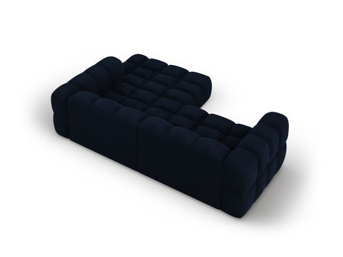 Cosmopolitan Design Modulaire hoekbank rechts Sky 3-zits, flueel, koningsblauw - 162x244x70cm