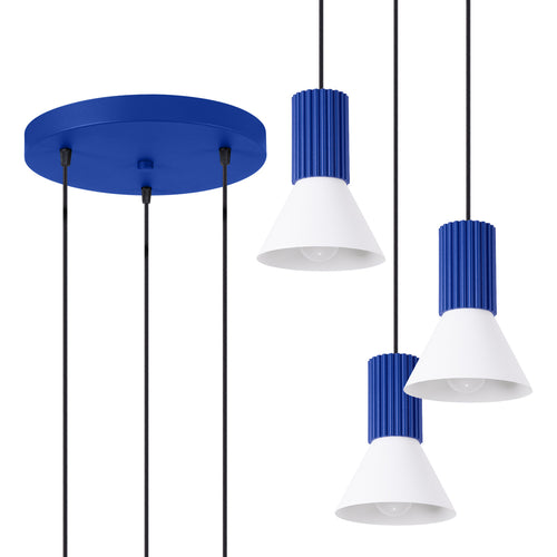 Sollux Lighting Hanglamp ESTRIA 3P wit/ultramarijn - 30x30x120cm
