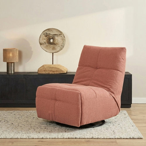 StarFurn Fauteuil Lazy - Roze Stof - Draaibaar & Relaxfunctie