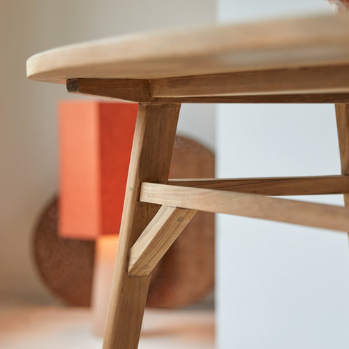 Tikamoon Ovale tafel van gerecycled massief teakhout voor 2/4 personen - Naturel
