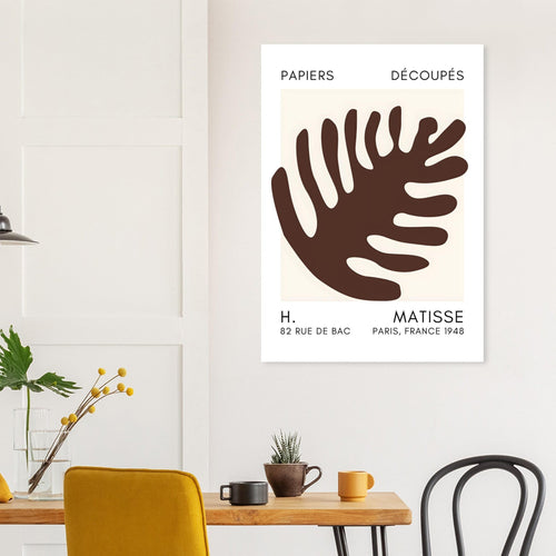 Artfulprints Poster met Lijst Matisse – Coral bloom brown   - A4 21x29.7 cm - Bruin