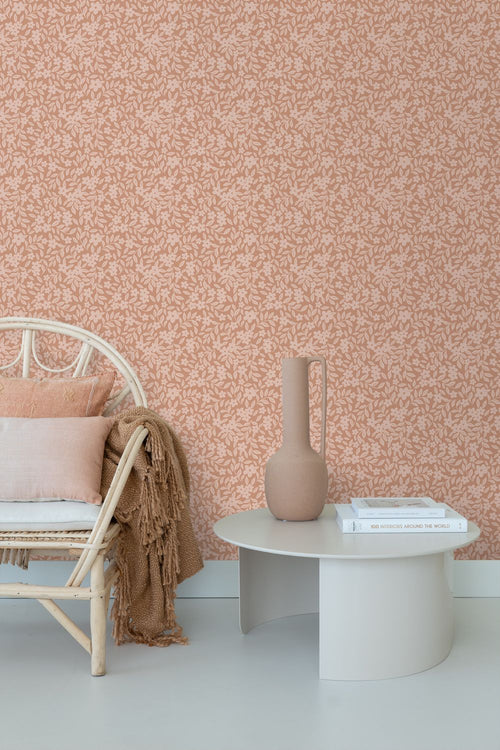 ESTAhome behang bloemetjes terracotta roze - 50 x 900 cm - 131445